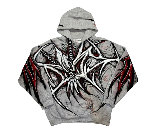 Front & Back Graffiti Webbed Skull Hoodie